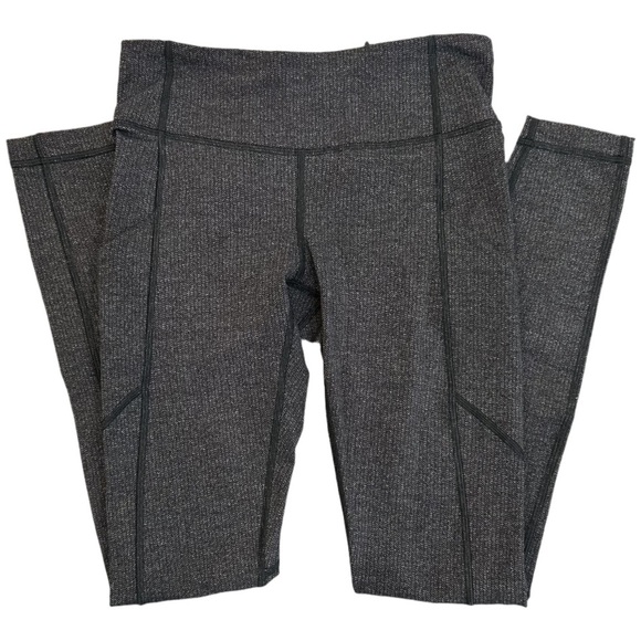 Lululemon perfect logo dark Gray Leggings with pockets small size 4 EUC - Picture 2 of 4